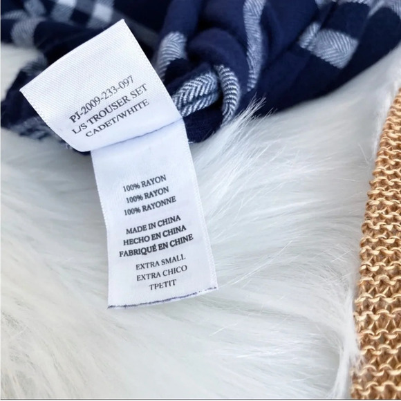 Rails Long Sleeve Trouser Pajama Top Shirt Navy Blue White Plaid Flannel XS - Picture 12 of 16